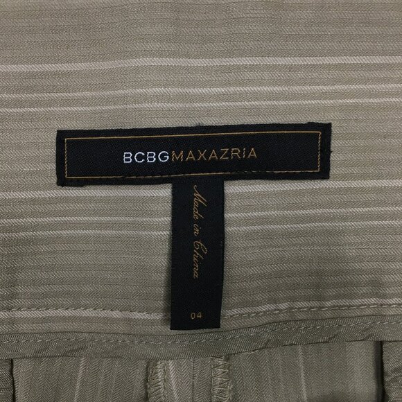BCBGMAXAZRIA Taupe Beige Pinstriped TABATHA Flare Leg Dress Pant - Picture 2 of 11